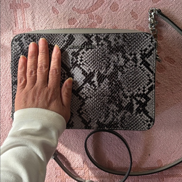 Michael Kors Black and Gray Snake Print Crossbody Bag - Picture 3 of 8